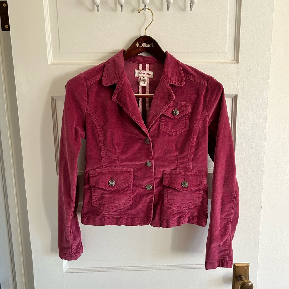 🧥 [Aeropostale] Vintage Pink Velvet Jacket, Size M, EUC
